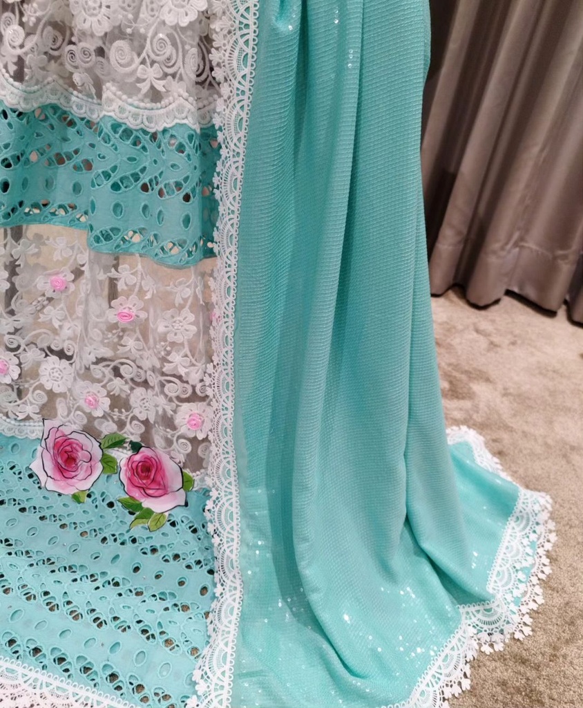 Mint Coloured Net Jori